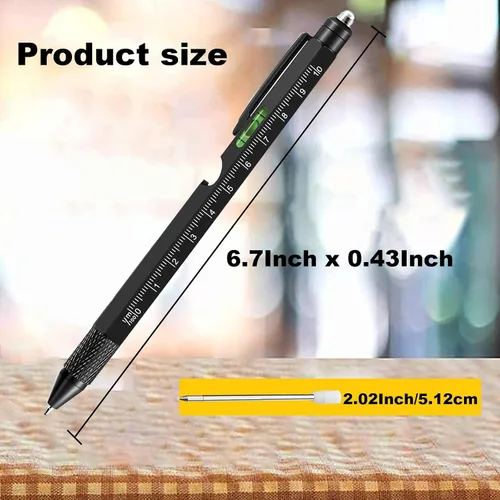 Vista 8 de YouOKLight Juego de bolígrafos multiherramientas: bolígrafo de regalo 9 en 1 para hombres, regla (métrico, imperial), destornillador (plano, cruz)