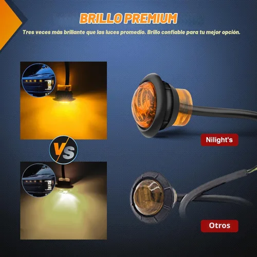 Vista 7 de Nilight Luz de marcador redonda de 3/4 pulgadas, 10 unidades, luz LED ámbar de separación, 2 conectores, indicadores laterales, luces de bala IP68