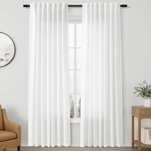 Vista 75 de Aersas Aqua Green Linen Curtains 84 Inches Long 2 Panels Set Back Tab Rod Pocket Living Room Curtain Farmhouse Rustic Light Filtering Hook Drapes