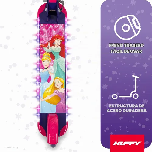 Vista 4 de Huffy Light Up Inline Scooters with LED Lights, Multiple Color Options Disney Princess