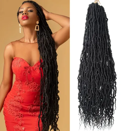 Vista 20 de BOHOBABE Rastas Sintéticas de Ganchillo de 10 Pulgadas, Rastas de Ganchillo Suaves Boho con Puntas Rizadas, Rastas Cortas de Diosa Bohemia de 1#