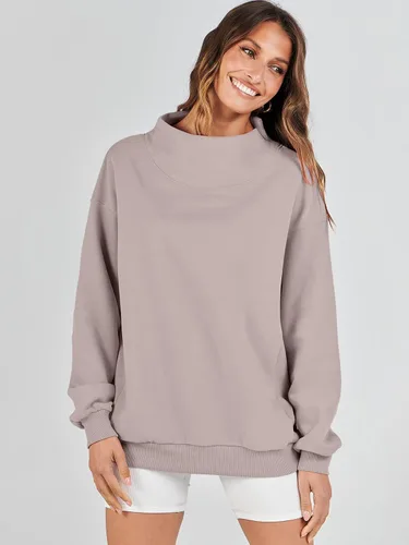 Vista 7 de ANRABESS Sudaderas de gran tamaño para mujer, cuello alto, manga larga, sudaderas con capucha para otoño, ropa 2023