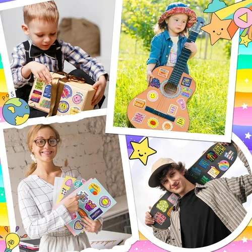 Vista 6 de WAKEMOODEI 400 unidades de calcomanías motivacionales para niños y adultos, calcomanías de vinilo inspiradoras con afirmaciones positivas