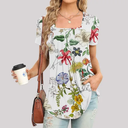 Vista 2 de Summer Outfits for Women 2023 Fashion Teen Girls Tshirts Cute Tops T-Shirts Work Tops Summer T-Shirts
