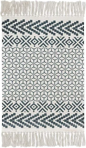 Vista 9 de Winwinplus Alfombra de algodón tejida a mano retro bohemia con borlas, alfombra geométrica para el suelo, sala de estar, dormitorio, decoración