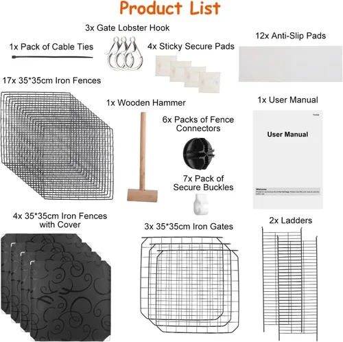 Vista 3 de Jaula de 3 niveles para gatos, casa de metal para interiores, casa desmontable para gatitos con 3 puertas, 2 escaleras, lugar de ejercicio