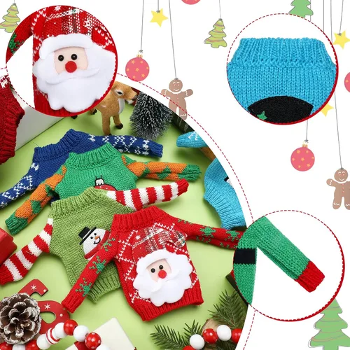 Vista 3 de Aoriher Juego de 9 piezas de accesorios de Navidad, accesorios de ropa, suéter, ropa de punto, alce, árbol de Navidad, copo de nieve, estampado