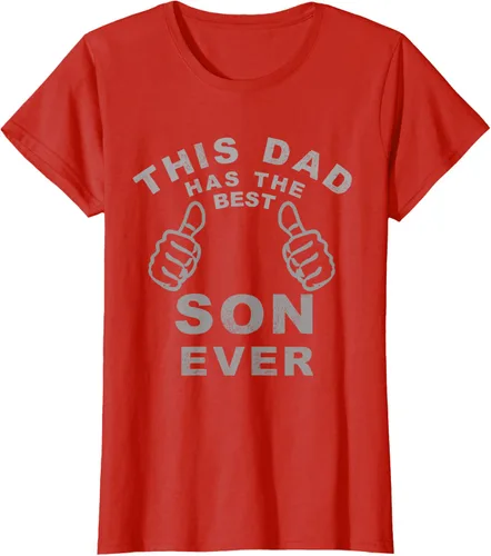 Vista 36 de Camiseta con texto en inglés "This Dad Has the Best Son Ever", regalo del día del padre, Negro