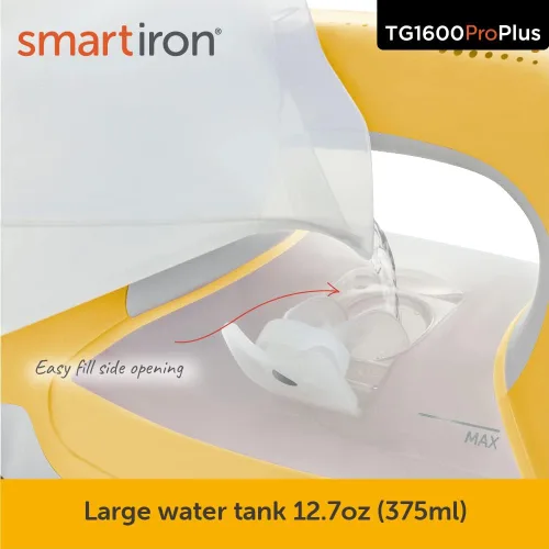Vista 8 de Oliso TG1600 Pro Plus SmartIron de 1800 vatios con elevación automática y protector de suela de hierro de silicona Oliso Solemate para hierros
