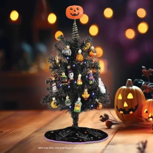 Vista 3 de Old World Christmas Mini árbol negro preiluminado