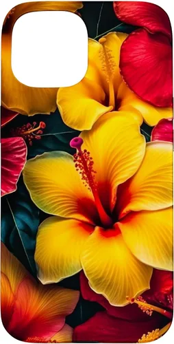 Vista 6 de Hawaiian Tropical Yellow Red Hibiscus Plumeria Case for iPhone 17