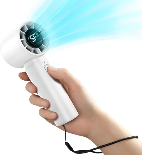 Vista 9 de Ventilador turbo portátil de mano, batería de ventilador personal de 4000 mAh funciona para 3-16 horas, recargable por USB, motor de alta velocidad