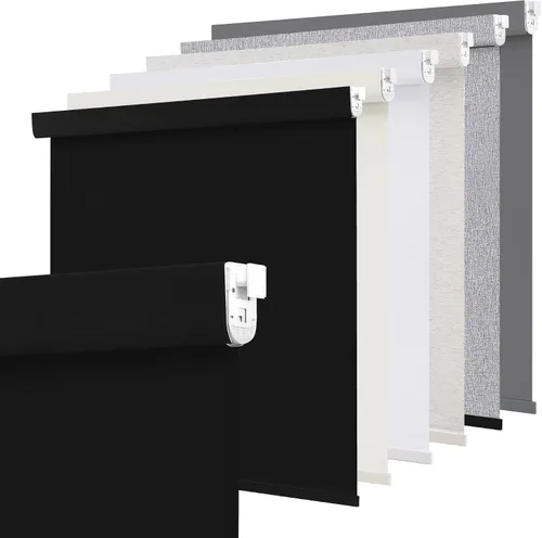 Vista 19 de SUNOFF Persianas Enrollables Opacas Inalámbricas para Ventanas de Parada Libre, Bajar Oscurecimiento de Habitación con Cenefa, Persianas de Tela