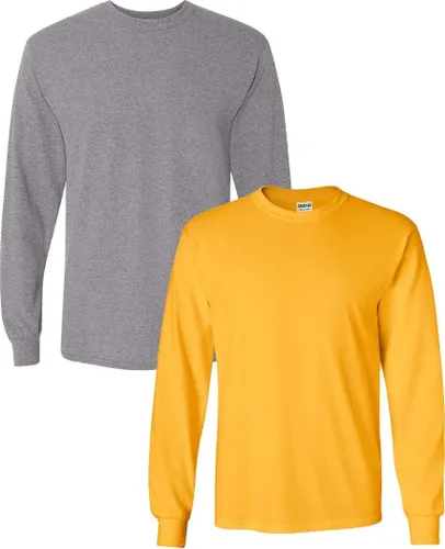Vista 64 de Gildan - Camiseta de algodón y de manga larga para hombre, modelo G2400 (1) verde irlandés + (1) negro