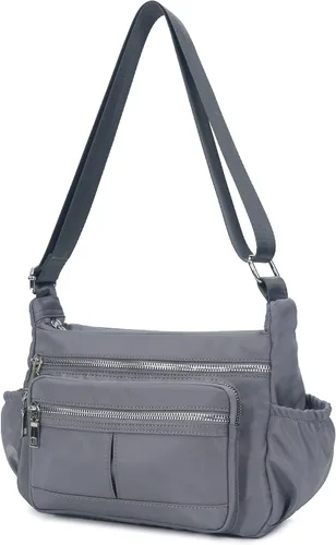 Vista 8 de Chinllo Bolso cruzado de nailon para mujer, con múltiples bolsillos, espacioso, bolso de hombro con correa
