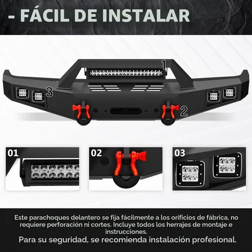 Vista 4 de YZONA Parachoques delantero y trasero compatible con Land Rover Discovery 2 1999-2004 Parachoques Rock Crawler con placa de cabrestante, receptor