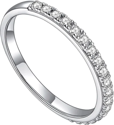 Vista 8 de YODEWA Moissanite Wedding Band for Women Half Eternity Sterling Silver Ring