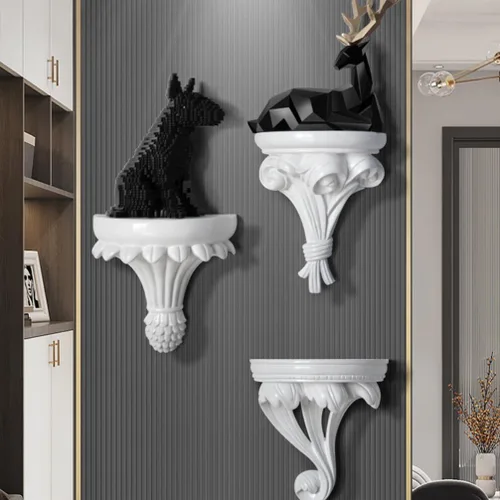 Vista 5 de Cabilock Estante flotante de pared de resina de estilo nórdico, estante de almacenamiento para decoración del hogar, organizador compacto para baño