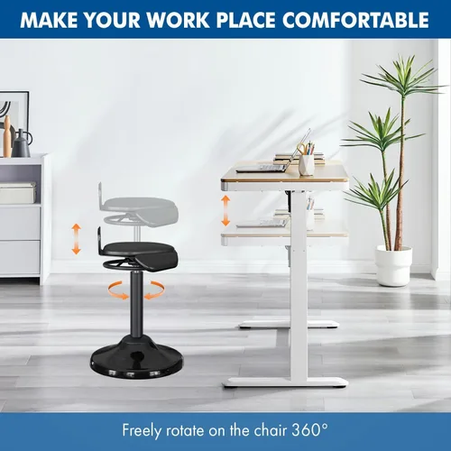 Vista 3 de Taburete de escritorio de pie – Silla ergonómica giratoria de 360° con altura ajustable (19.6–29.8 pulgadas) para sentarse o inclinarse cómodamente