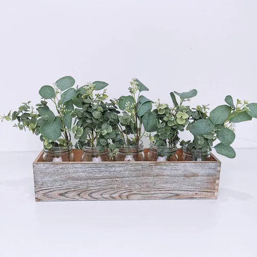 Vista 9 de Hojas artificiales de eucalipto de dólar plateado a granel, tallos y ramas sintéticas para ramos de florero, arreglos florales, corona, decoración