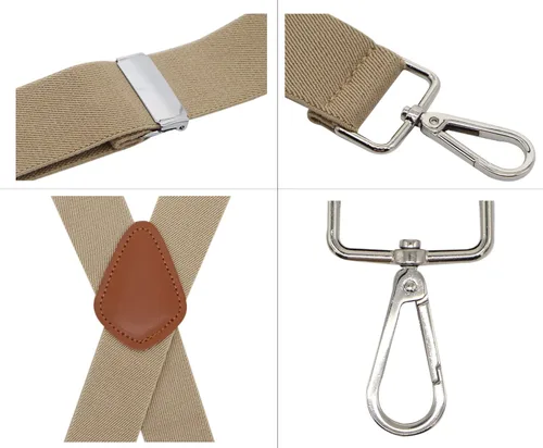 Vista 3 de Bioterti Tirantes resistentes X-Back de 14 pulgadas con 4 ganchos a presión para hombre