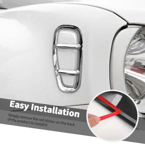 Vista 6 de Jimen Compatible con Jeep Renegade 2015-2023, cubierta de luz de marcador lateral de guardabarros automático (cromado)