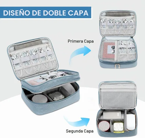 Vista 4 de Lanola Organizador Electrónico, Bolsa Organizadora de Cables de Viaje Funda para Accesorios Electrónicos Estuche de Transporte Bolsa de 2-negro