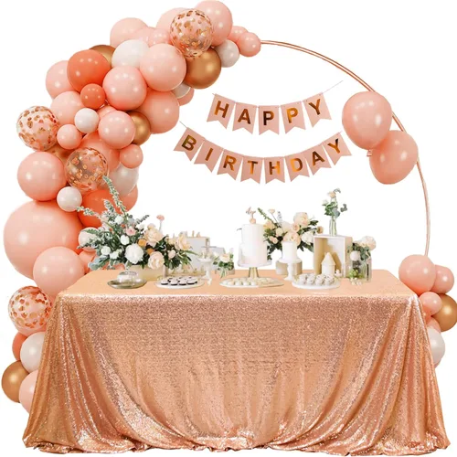 Vista 78 de Manteles redondos de lentejuelas negros para fiestas, de 121,9 cm, mantel redondo de purpurina ajustado, pequeño, lindo y dulce, para boda