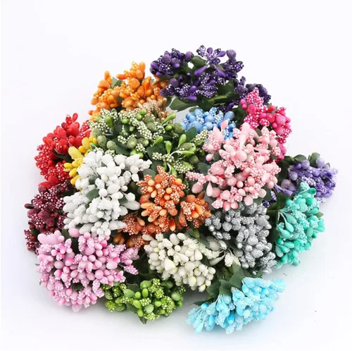 Vista 7 de ECYC Ltd 12 estambres de flores artificiales, tallos de bayas artificiales, flores de bayas artificiales para manualidades, decoración de bodas