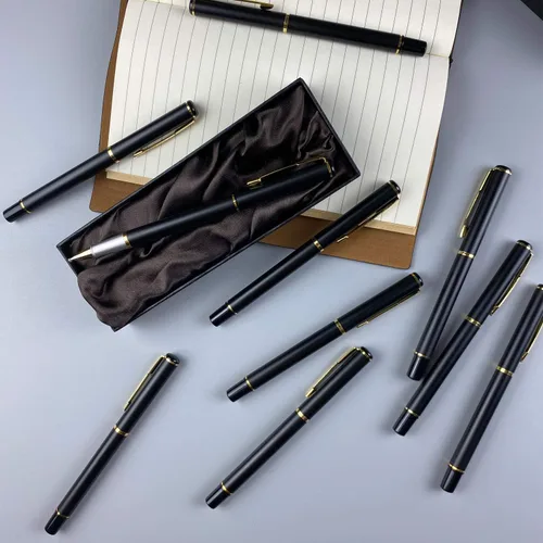 Vista 4 de Ancolo Bolígrafos con logotipo personalizado, bolígrafo de bola rodante, hermosos bolígrafos de escritura suave, repuesto de tinta negra, grabado