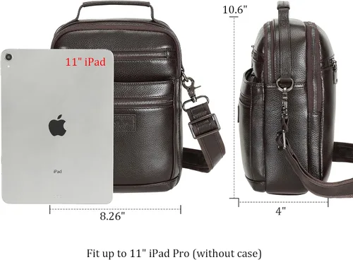 Vista 3 de Polare - Bolso de mensajero de cuero italiano de grano completo, estilo vintage, bolso cruzado al hombro, estilo casual, bolso de negocios