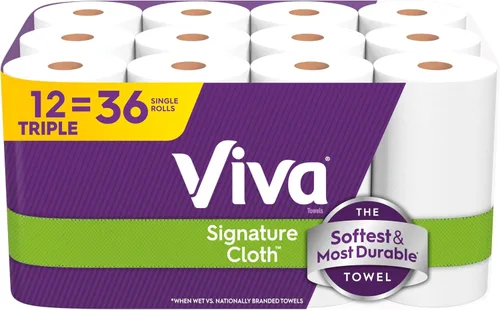 Vista 11 de Viva Signature - Toallas de papel de tela, 3 rollos dobles, 86 hojas por rollo