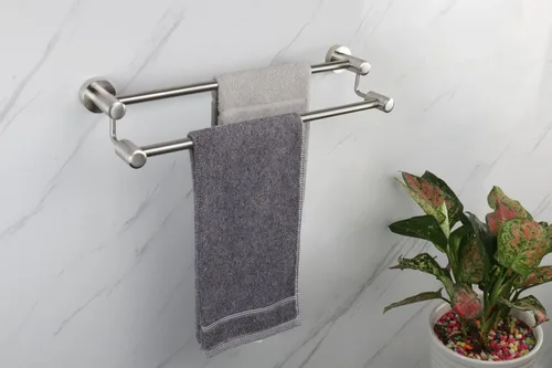 Vista 7 de TocTen Barra Doble para Toallas de Baño - Toallero de Acero Inoxidable SUS304 Reforzado para Baño, Accesorios de Baño Barra Doble para Toallas