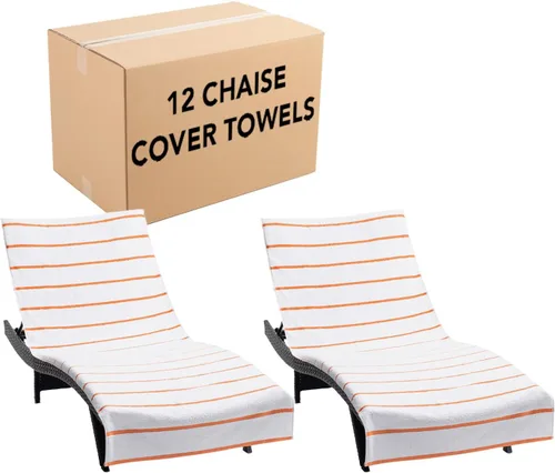 Vista 17 de Arkwright Las Rayas - Funda para tumbona, paquete de 2, toalla de rizo 100% algodón suave a rayas con soporte de bolsillo para playa, piscina, silla