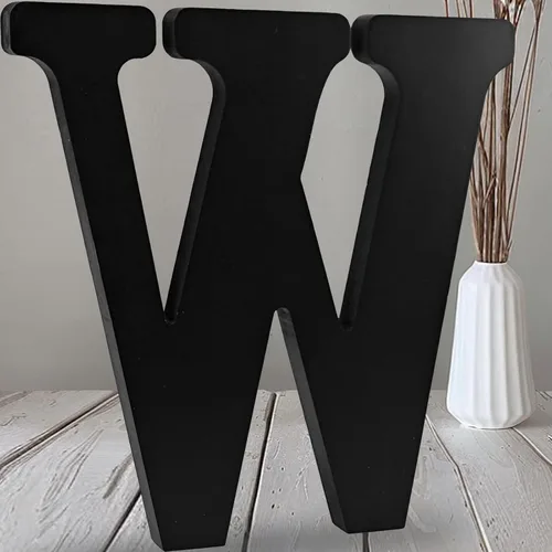 Vista 30 de AOCEAN Letras de madera negra de 12 pulgadas Letras de madera sin terminar para Halloween Letras decorativas de pie Rebanadas Tablero
