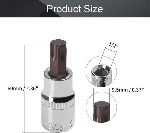 Vista 157 de Utoolmart 1/2" Drive x 0.551 in largo Hex Bit Socket, métrico, S2 y Cr-V acero 1pcs