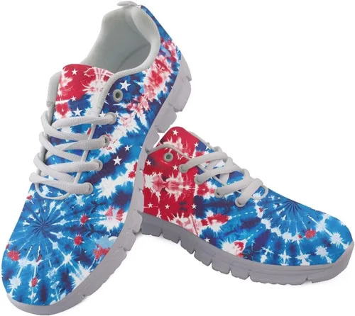 Vista 13 de HUGS IDEA Zapatos deportivos ligeros con patrón de enfermería para mujer Bandera estadounidense