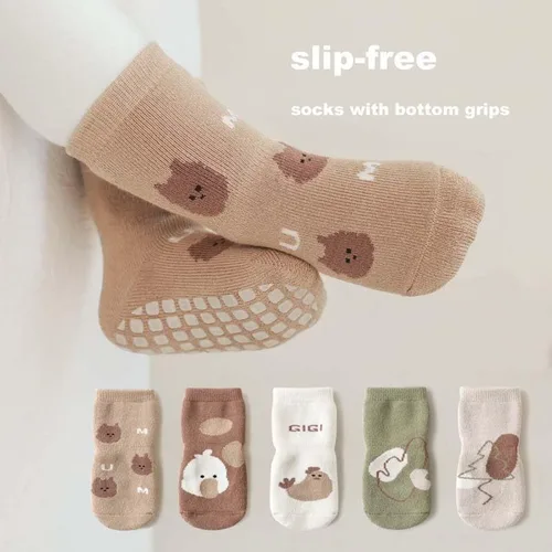 Vista 5 de HOVELL Baby First Walking Slipper - Calcetines antideslizantes para el suelo para niñas y niños, juego de 2 pares con calcetines antideslizantes