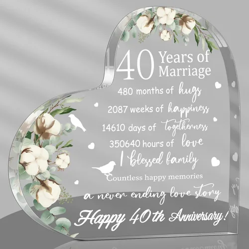 Vista 12 de Regalo de boda para ella años de matrimonio, regalo de feliz aniversario para mujer, corazón acrílico, recuerdo de matrimonio para esposa, marido