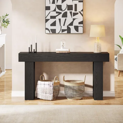 Vista 6 de Tribesigns - Mesa consola de 63 pulgadas de largo, mesa de sofá rectangular de madera detrás del sofá, mesa de entrada estilo granja para entrada