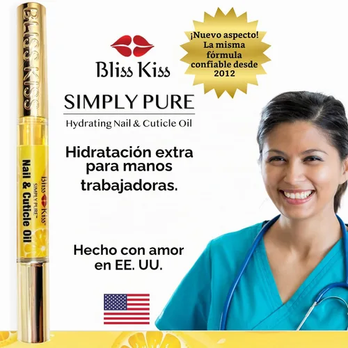 Vista 7 de NUEVO Bliss Kiss simplemente aceite puro de cutícula y uña kit principiante Jojoba-rich formula helps soften dry cuticles and condition brittle
