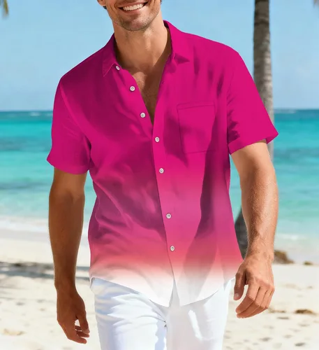 Vista 9 de Camisas hawaianas para hombre, casual, manga corta, con botones, tropical, verano, playa, con bolsillo Camisas de bolos negras para hombre
