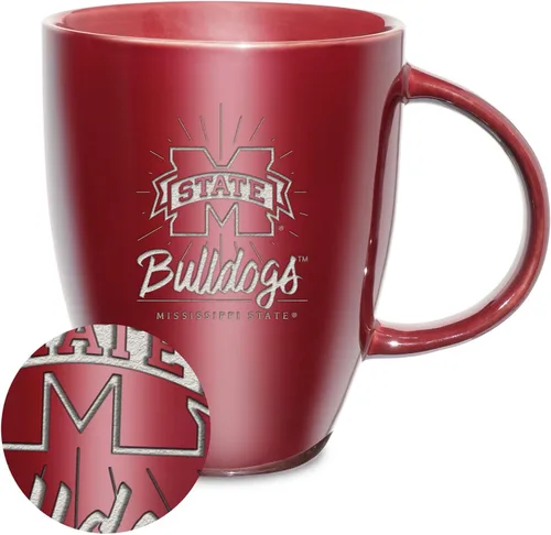 Vista 44 de Rico Industries - Taza de lustre cerámico con grabado láser de la NCAA de 18oz - Café-Té