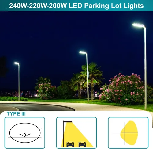 Vista 6 de HiBay MAX. Iluminación de estacionamiento de 240 W, luz de inundación LED del atardecer al amanecer al aire libre, 5000K 38400LM (160LM/W), luces