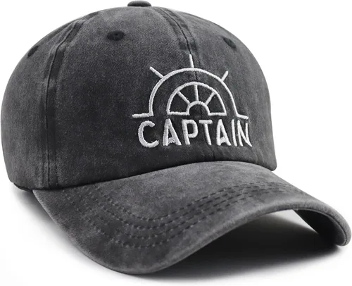 Vista 4 de Sombrero de capitán para mujeres y hombres divertido gorro de béisbol bordado náutico de algodón ajustable