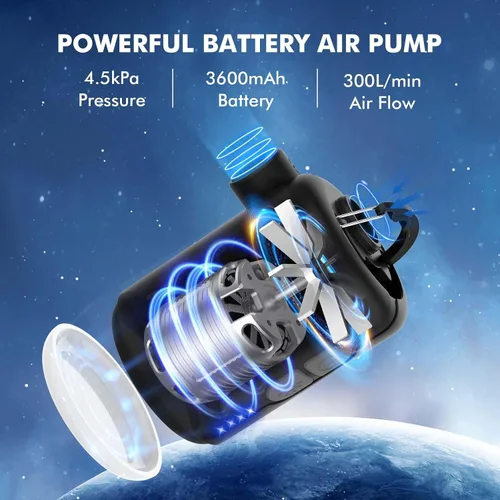 Vista 2 de AKSOUL Portable Air Pump for Inflatables: Electric Pumps for Air Mattress Air Bed Pool Floats Raft (Basic & Tiny & Upgraded)