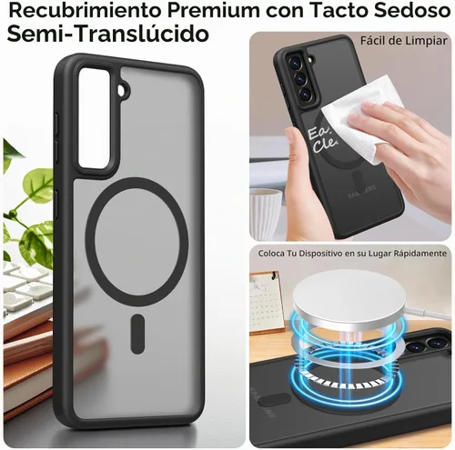 Vista 6 de Rayboen - Funda magnética mate para Samsung Galaxy S21+ Plus, color negro