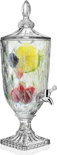 Vista 7 de Dispensador de bebidas de vidrio de 0.8 galones para fiestas con espita de vidrio dispensador de bebidas heladas con tapa, servidor de bebidas