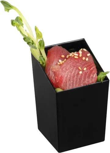 Vista 9 de Restaurantware Tazas de aperitivo de 3 onzas, 100 tazas inclinadas – Desechables pequeñas tazas de postre de plástico negro para mousses parfaits