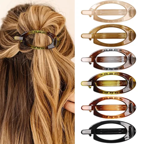 Vista 19 de Pinzas de pelo planas French Concord - 6 piezas, pinzas de pelo curvas sin deslizamiento, pinzas de agarre para volumen, pinzas de pelo para mujeres
